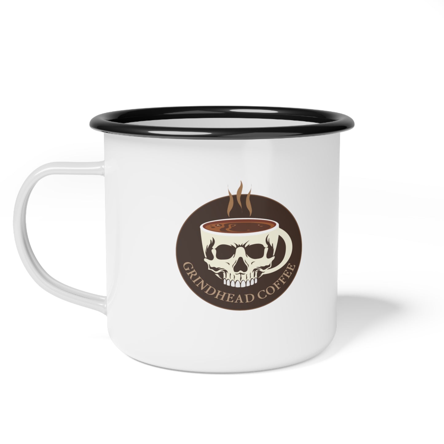 Enamel Camp Cup - Grindhead Logo - Free Shipping - Double Sided - 12oz