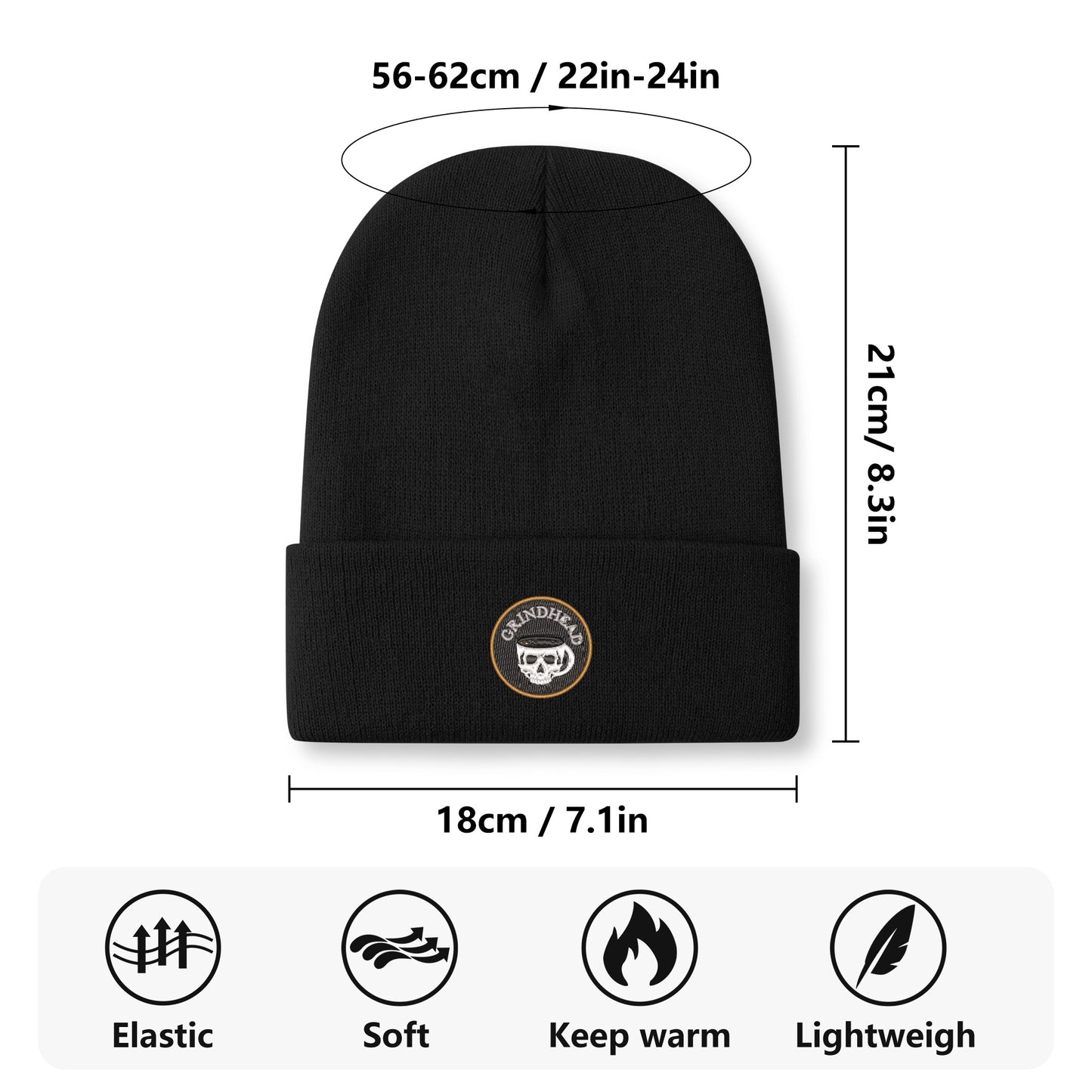Grindhead Beanie Hat - Embroidered Knitted Hats - Free Shipping!