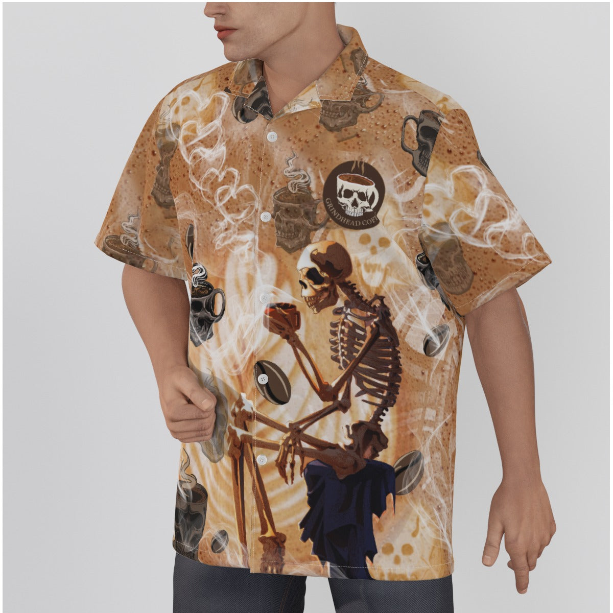 Grindhead Men's Hawaiian Shirt With Button Closure - Free Shipping
