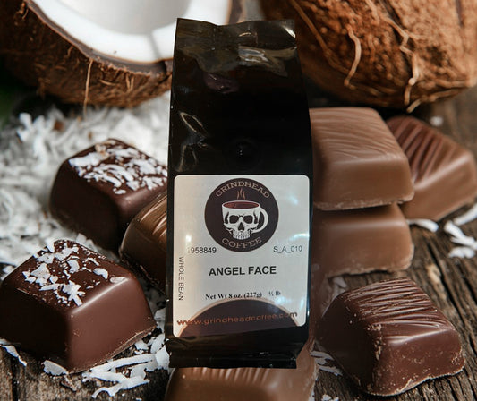 Angel Face - Luxury Coffee Lover Gift - Swiss Chocolate and Coconut - Coffee Lover  1/2 lb